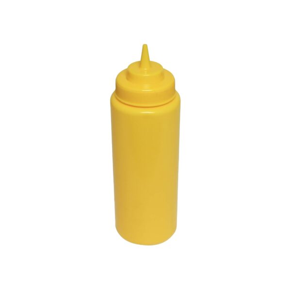 Botella exprimible para salsas, 32 onzas, boca ancha, plástico, amarillo